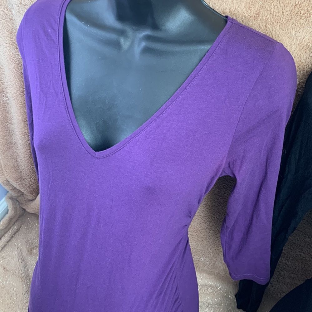 Gap Maternity Set of 2 Tunic Shirts Top S Black/ Purple - Picture 5 of 13